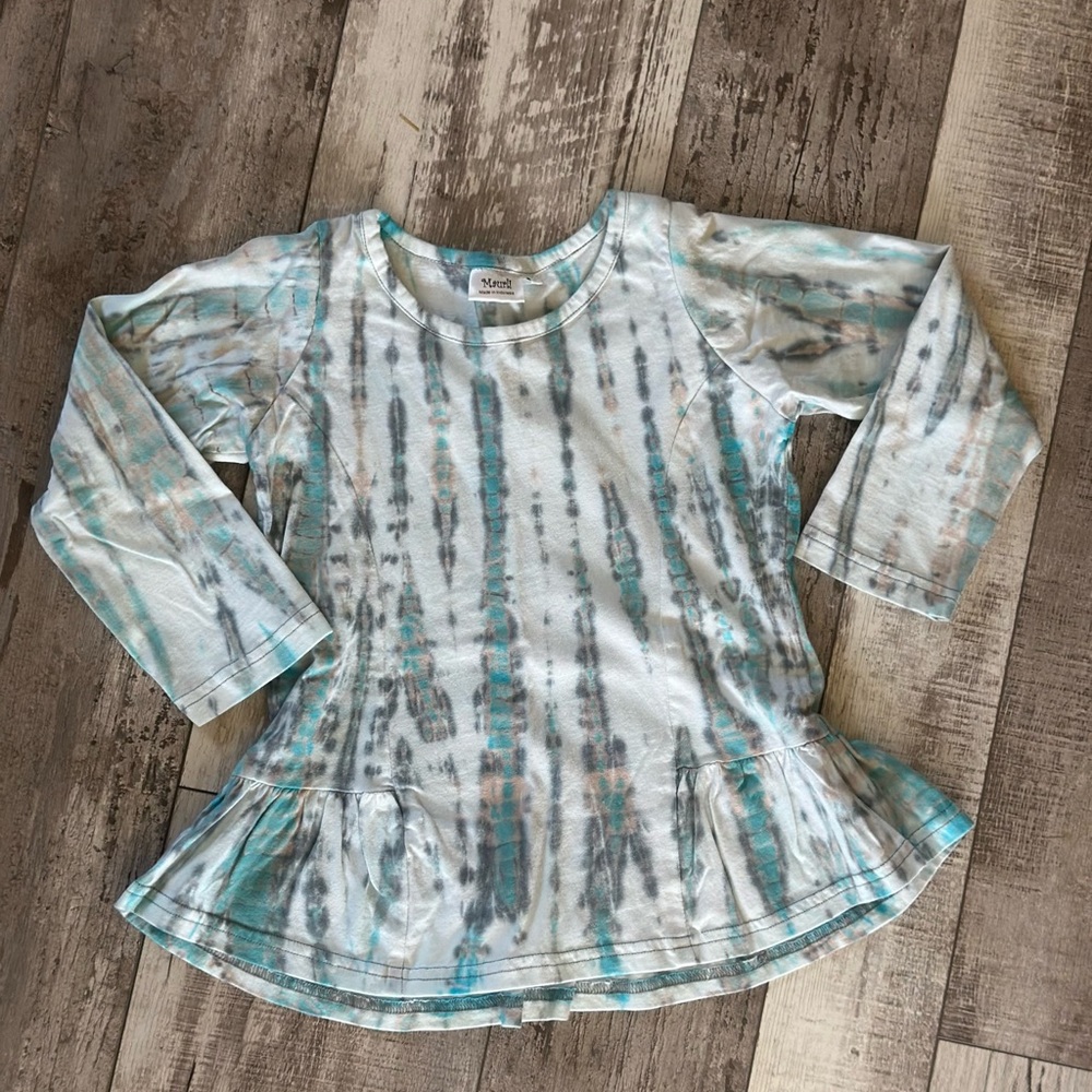 MAURLI Tie-Dye Long Sleeve Peplum Top